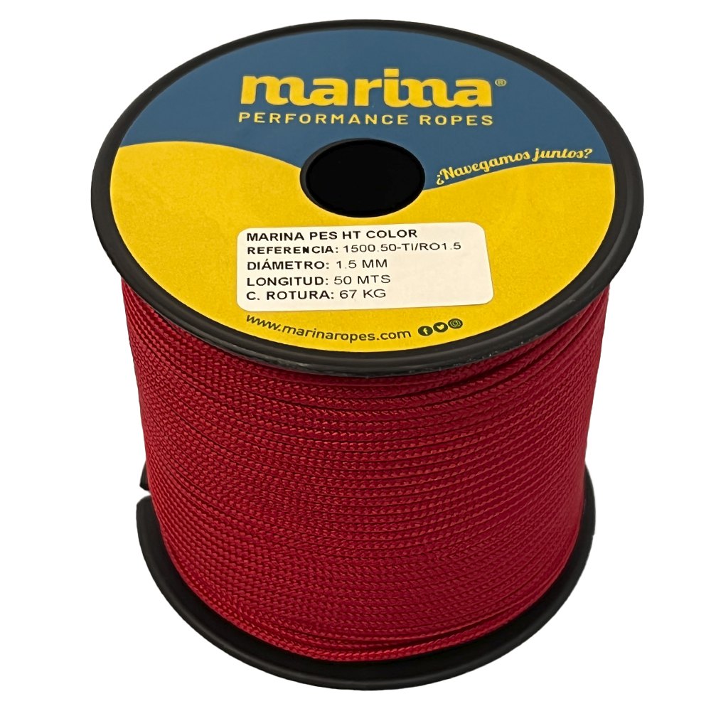 Marina performance ropes 1500.50/RO2 Marina Pes HT Color 50 m Двойная плетеная веревка Золотистый Red 2 mm 