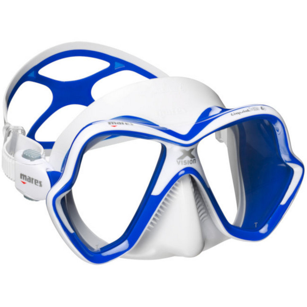Маска для плавания из бисиликона Mares X-Vision Ultra LS 411052 бело-синий/сине-белый прозрачные стекла
