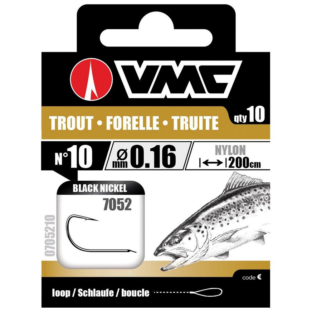VMC 0705210 Trout Связанные Крючки 200 см Черный Black Nickel 10 