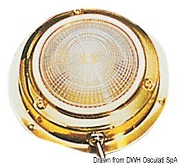 Купить Накладной галогенной светильник японского типа BA15D 12В 15Вт 138мм отделка из полированной латуни c выключателем, Osculati 13.543.11 7ft.ru в интернет магазине Семь Футов