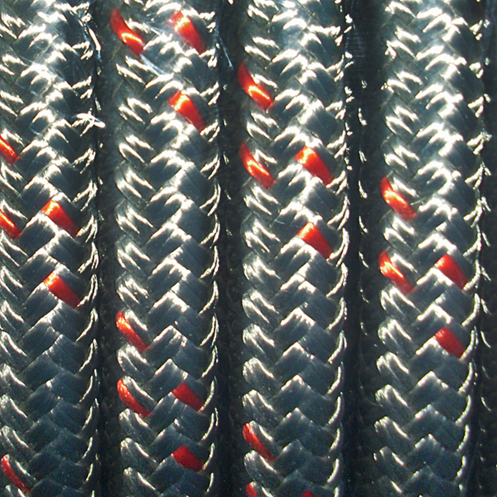 Трос плетеный из Dyneema SK75 оплетка из PesHT Benvenuti SK75-P-* Ø12мм серый с красной сигнальной прядью