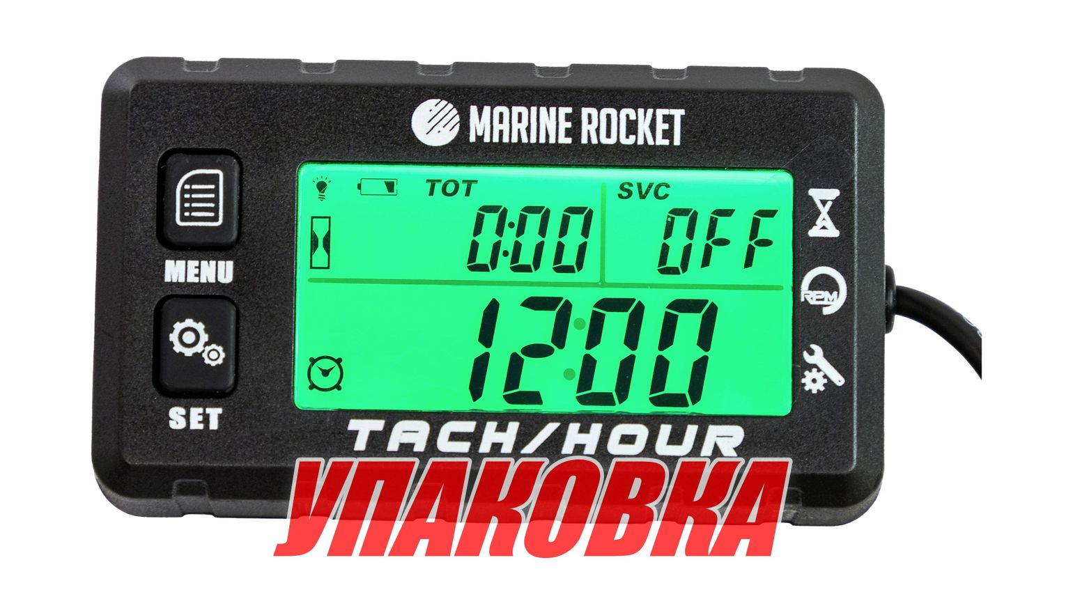 Купить Тахометр универсальный со счетчиком моточасов с подсветкой и сменной батарейкой (упаковка из 10 шт.) Marine Rocket THM307MR_pkg_10 7ft.ru в интернет магазине Семь Футов