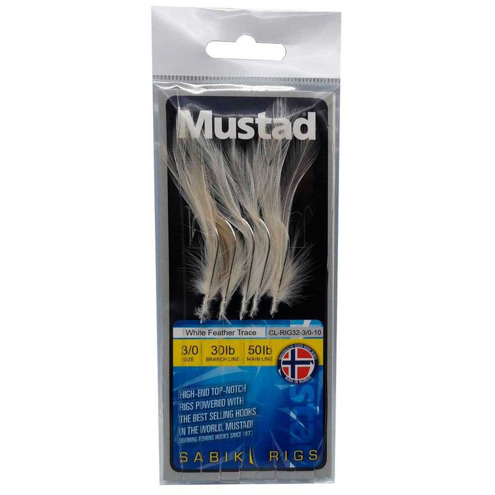 Mustad CL-RIG32-3/0-10 Feather Trace Рыболовное Перо Белая White 3/0 