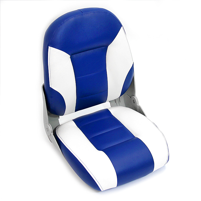 Сиденье мягкое складное Cruistyle III High Back Boat Seat, бело-синее Newstarmarine 75131WB