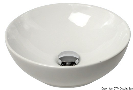 Купить Белая керамическая раковина полусферической формы 365 мм, Osculati 50.188.98 7ft.ru в интернет магазине Семь Футов