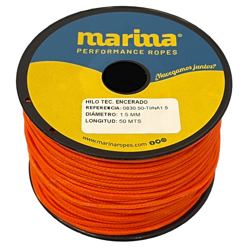 Marina performance ropes 0830.50/NA1.5 Вощеная техническая нить 50 m Плетеная веревка Золотистый Orange 1.5 mm 