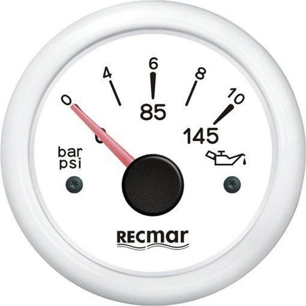 Recmar RECKY15303 10-184ºC 0/10 bar Индикатор давления масла Белая White 51 mm 
