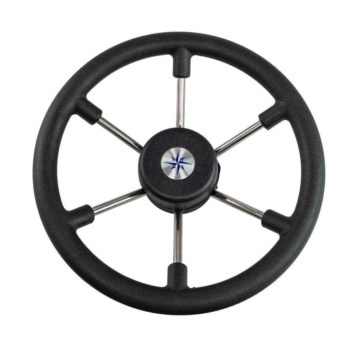 Рулевое колесо LEADER TANEGUM черный обод серебряные спицы д. 330 мм Volanti Luisi VN7330-01