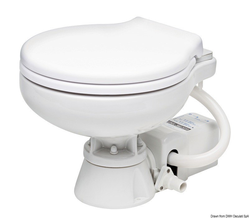 Купить Электрический туалет 12В 345x420x340мм cо сверхкомпактной чашей из белого фарфора и сиденьем из белого пластика, Osculati 50.207.13 7ft.ru в интернет магазине Семь Футов