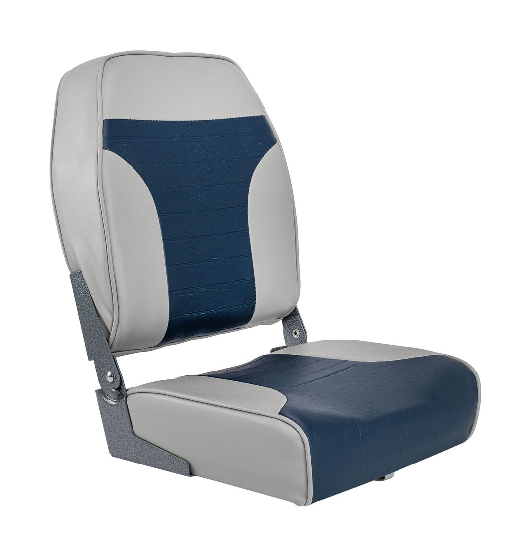 Кресло складное мягкое ECONOMY с высокой спинкой двуцветное, серый/синий Springfield 1040661