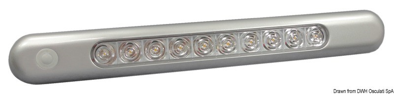 Купить Накладной 10 LED светильник водонепроницаемый IP66 12В 5.4Вт 450Лм хромированный корпус с выключателем, Osculati 13.192.11 7ft.ru в интернет магазине Семь Футов