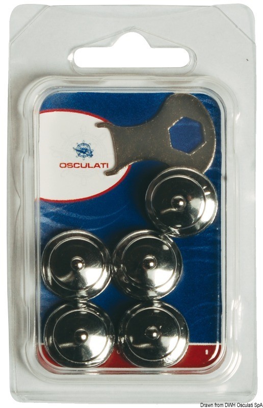 Кнопка для тента из нержавеющей стали Loxx 15 мм для тканей до 3 мм 5 штук, Osculati 10.440.50