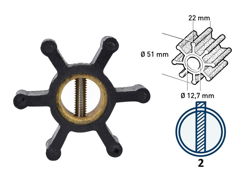 Купить Рабочее колесо для Volvo Penta серии D1, D2-40, MD2010-2040, MD1/2/3B, MD11/17 и серии AQ 27251-bvs 7ft.ru в интернет магазине Семь Футов