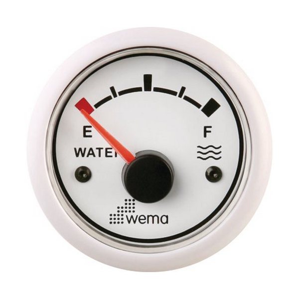 Индикатор уровня воды Wema IPWR-WW 110314 12/24В 0-190Ом Ø62мм белый циферблат с белым кольцом