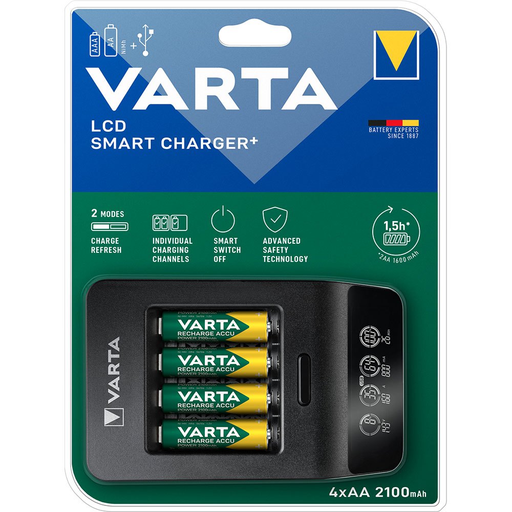 Varta 57684101441 ЖК-зарядное устройство Smart Charger с 2100mAh AA 4 2100mAh AA Черный Black
