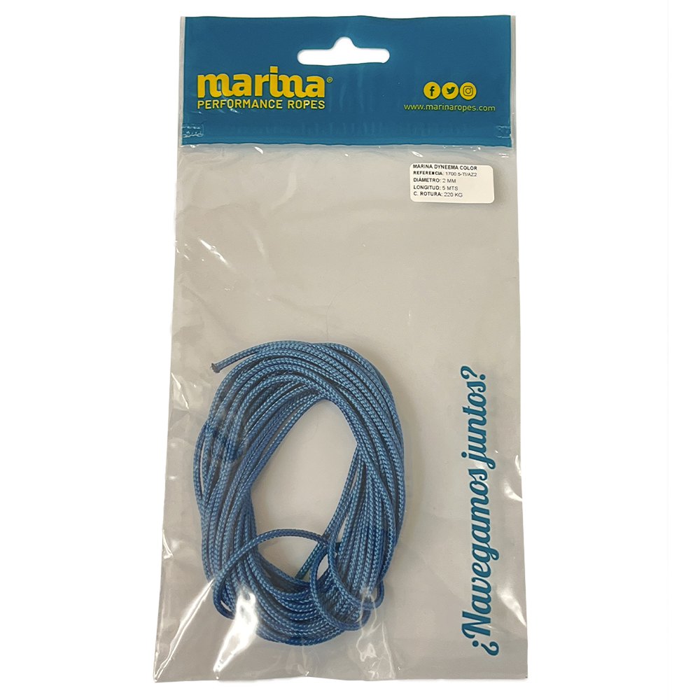 Marina performance ropes 1700.5/AZ2 Marina Dyneema Color 5 m Веревка Бесцветный Blue 2 mm 