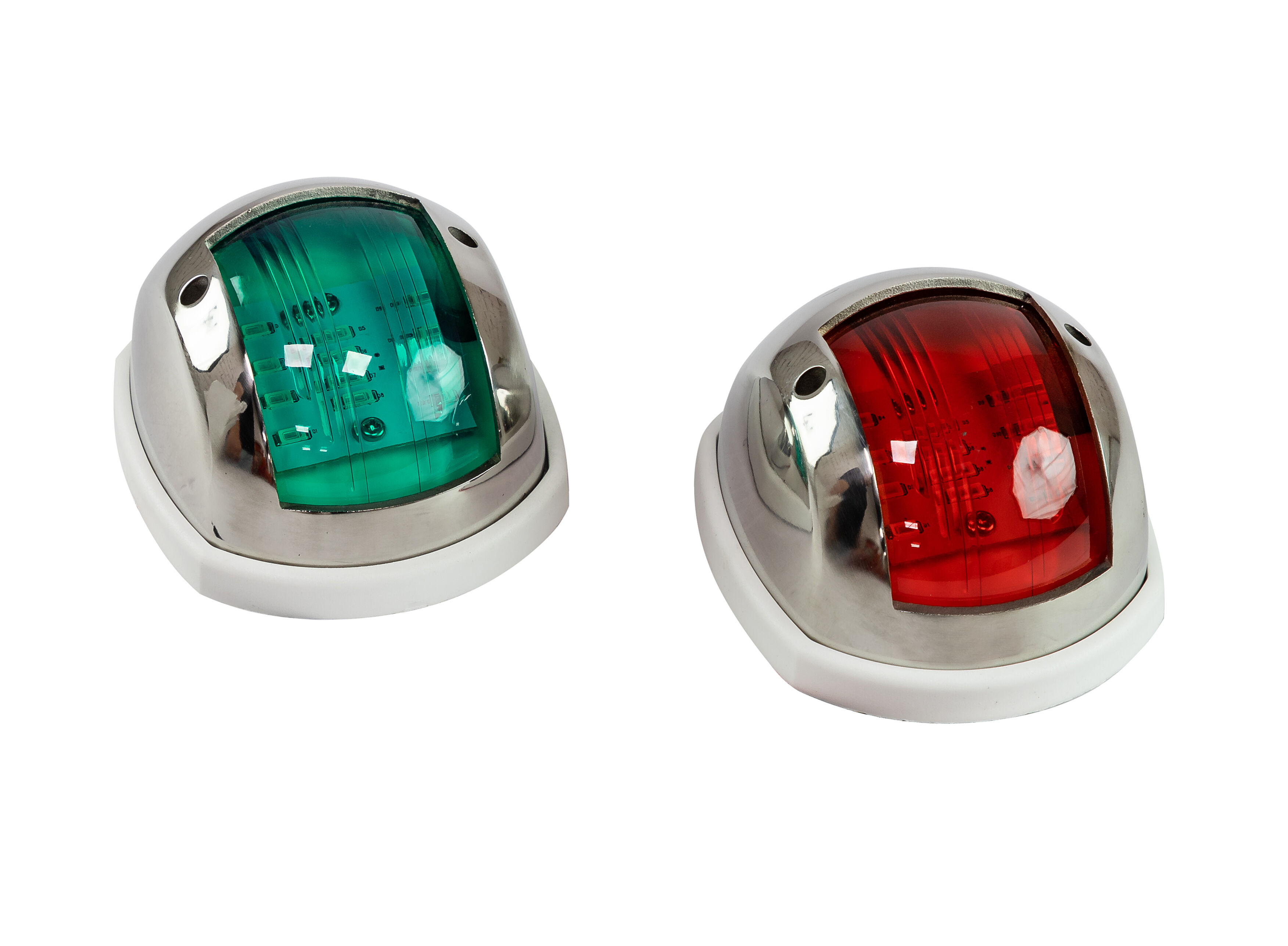 Огни ходовые 89х55 мм комплект (красный, зеленый), LED, нержавеющий корпус GUMN YIE LPSDLPTLED0289
