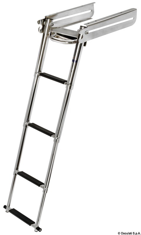 Купить Складная лестница для транцевой площадки 1125 х 307 мм 4 чёрные ступеньки, Osculati 49.558.04 7ft.ru в интернет магазине Семь Футов