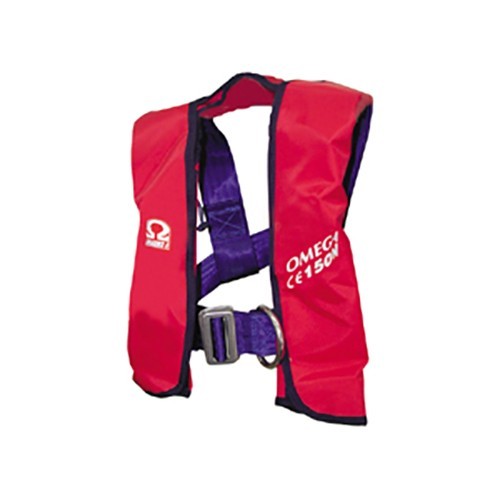 Надувной детский спасательный жилет Lalizas Omega 150N 20105 ISO 12402-4 красный до 40 кг с автоматическим пусковым механизмом и страховочным ремнём