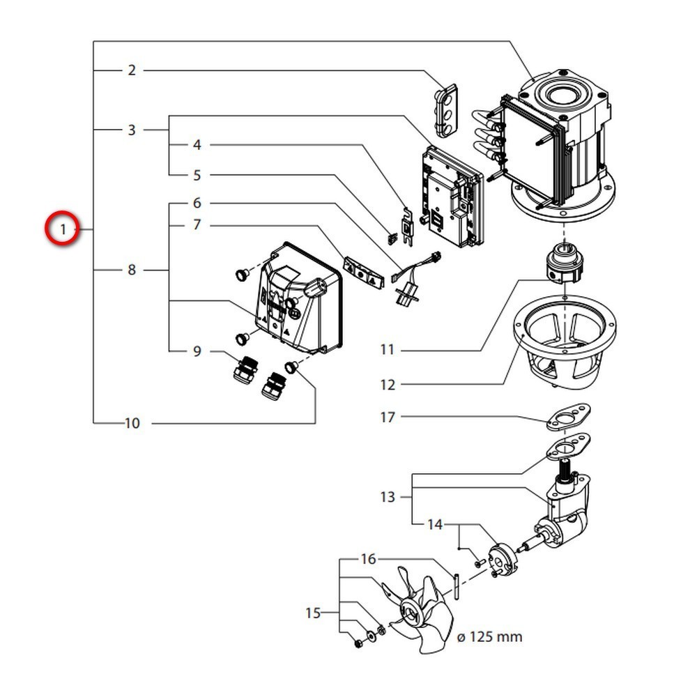 Электродвигатель в сборе Vetus BPA0572 для ПУ BOWA0572