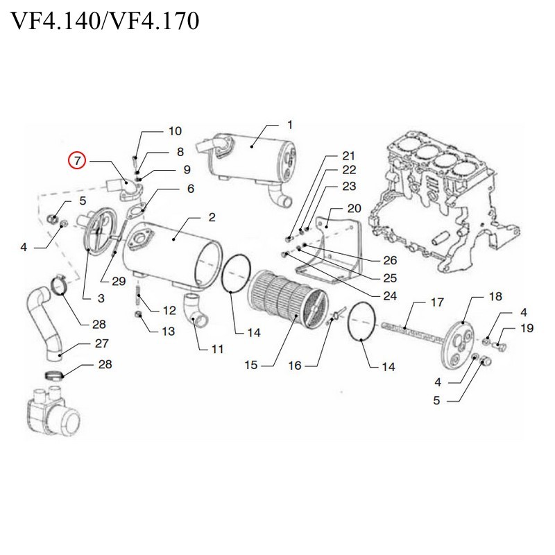 Фланец теплообменника Vetus VFP01521 для двигателей VF4.140/VF4.170/VF5.220/VF5.250