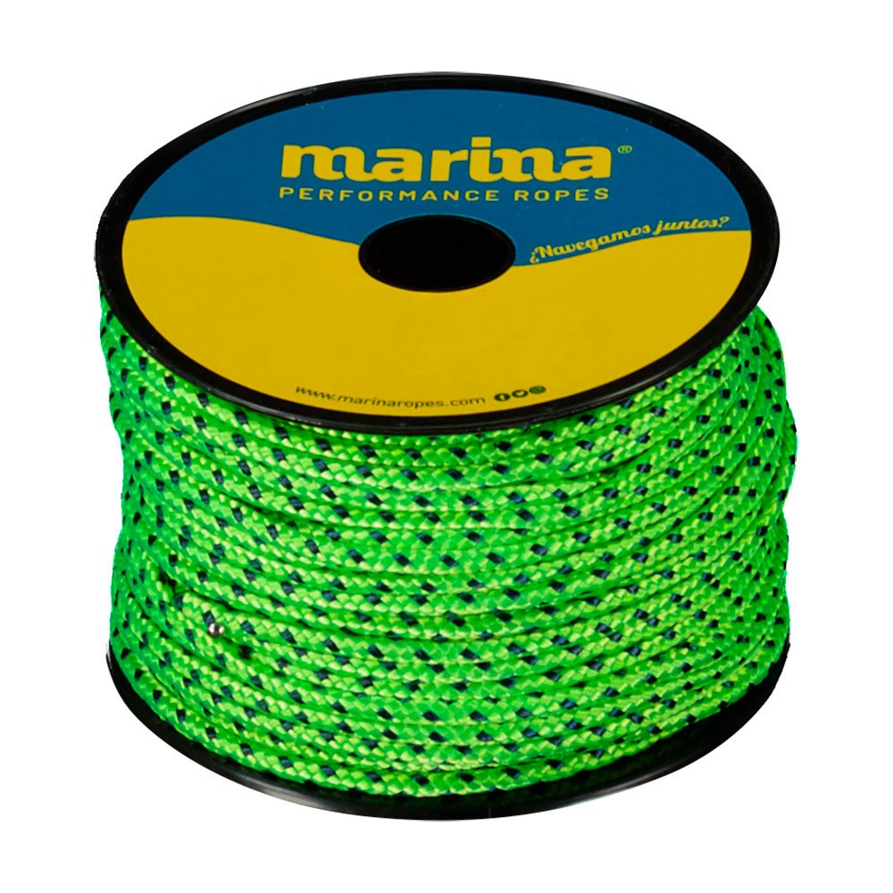 Marina performance ropes 1500.25/VNAN3 Marina Pes HT Color 25 m Двойная плетеная веревка Золотистый Neon Green / Navy 3 mm 