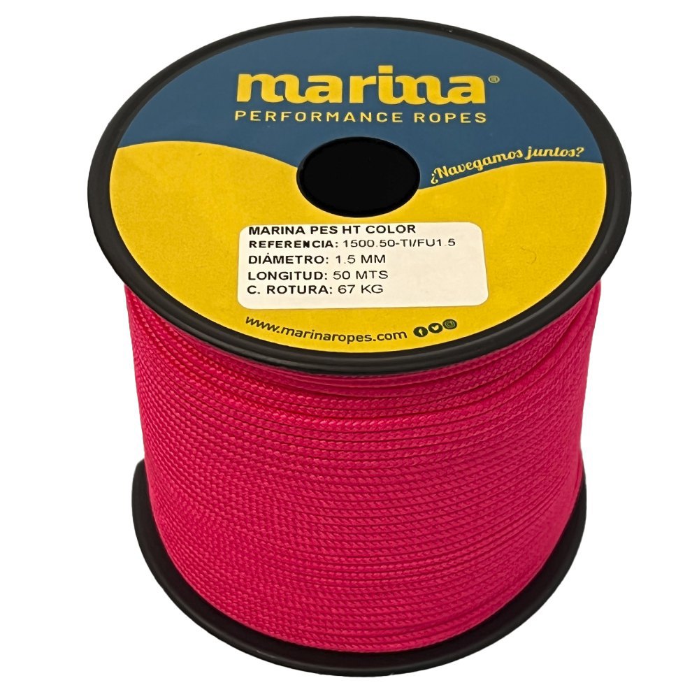 Marina performance ropes 1500.50/FU1 Marina Pes HT Color 50 m Двойная плетеная веревка Золотистый Fuchsia 1 mm 
