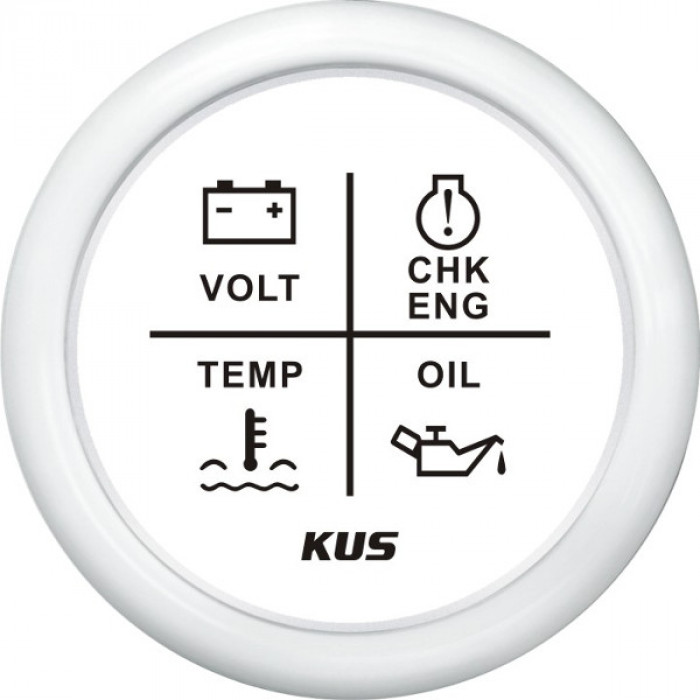 Индикатор аварийной сигнализации двигателя KUS WW KY79303 Ø52мм 12/24В IP67 белый/белый