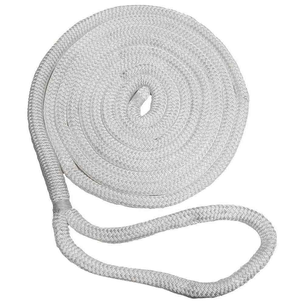 New england ropes 325-50502400025 7.6 m Двойной плетеный док-трос Серый White 19.1 mm