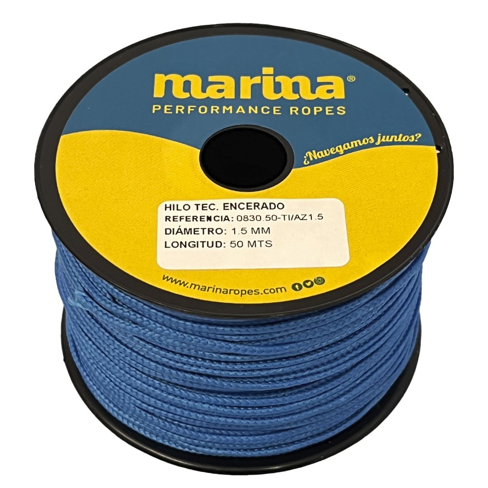 Marina performance ropes 0830.50/AZ1 Вощеная техническая нить 50 m Плетеная веревка Золотистый Blue 1 mm 