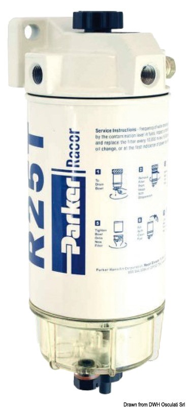Купить Фильтр-сепаратор RACOR 245 R производительность 170 л/ч сменный картридж 10/30 мкм, Osculati 17.675.05 7ft.ru в интернет магазине Семь Футов