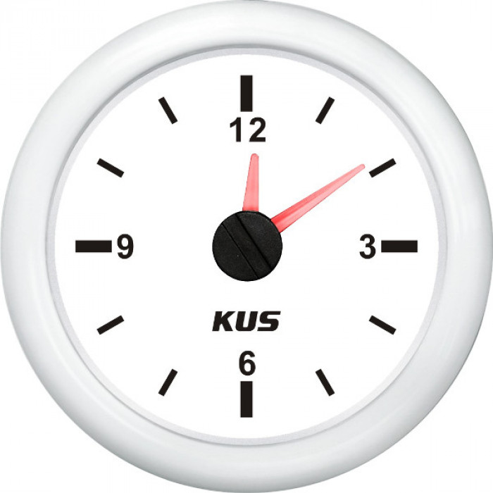 Аналоговые кварцевые часы KUS WW KY09304 Ø52мм 12/24В IP67 12-часовой формат белый/белый