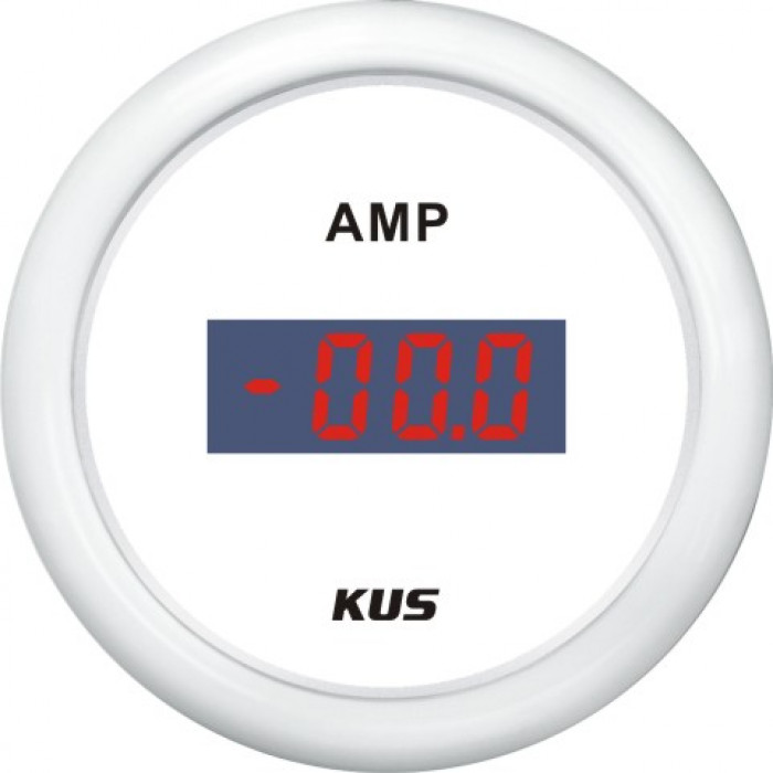 Цифровой амперметр KUS WW KY26301 Ø52 12/24В IP67 диапазон -80-0-+80 белый/белый