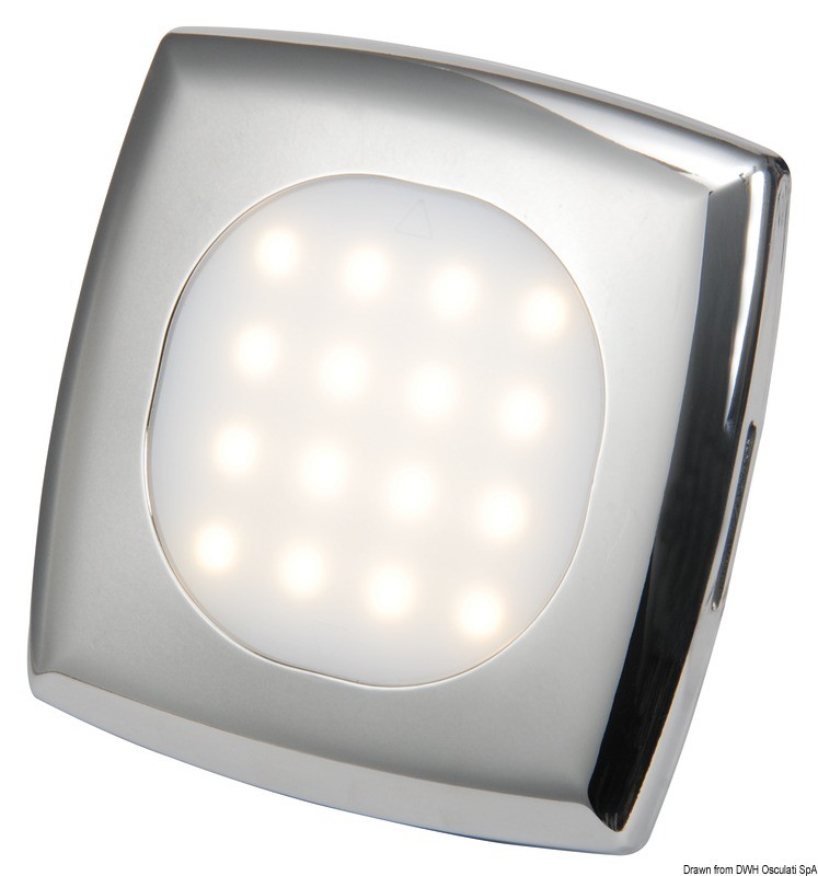Купить Встраиваемый LED светильник Square 12/24В 4Вт 80Лм белый свет накладка из нержавеющей стали, Osculati 13.443.41 7ft.ru в интернет магазине Семь Футов
