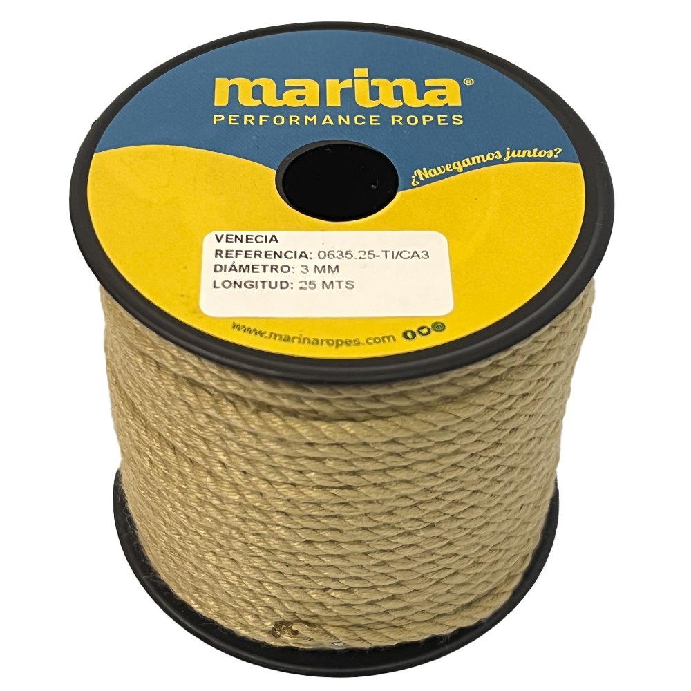 Marina performance ropes 0635.25/CA3 Venecia 25 m Веревка Золотистый Hemp 3 mm 
