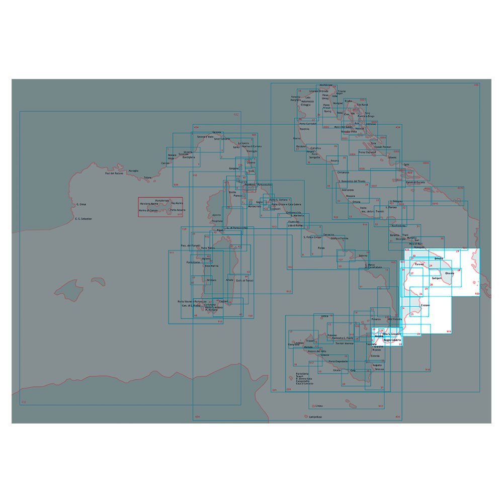 Istituto idrografico 100919 Punta Stilo-Capo Santa Maria Leuca Морские карты Бесцветный
