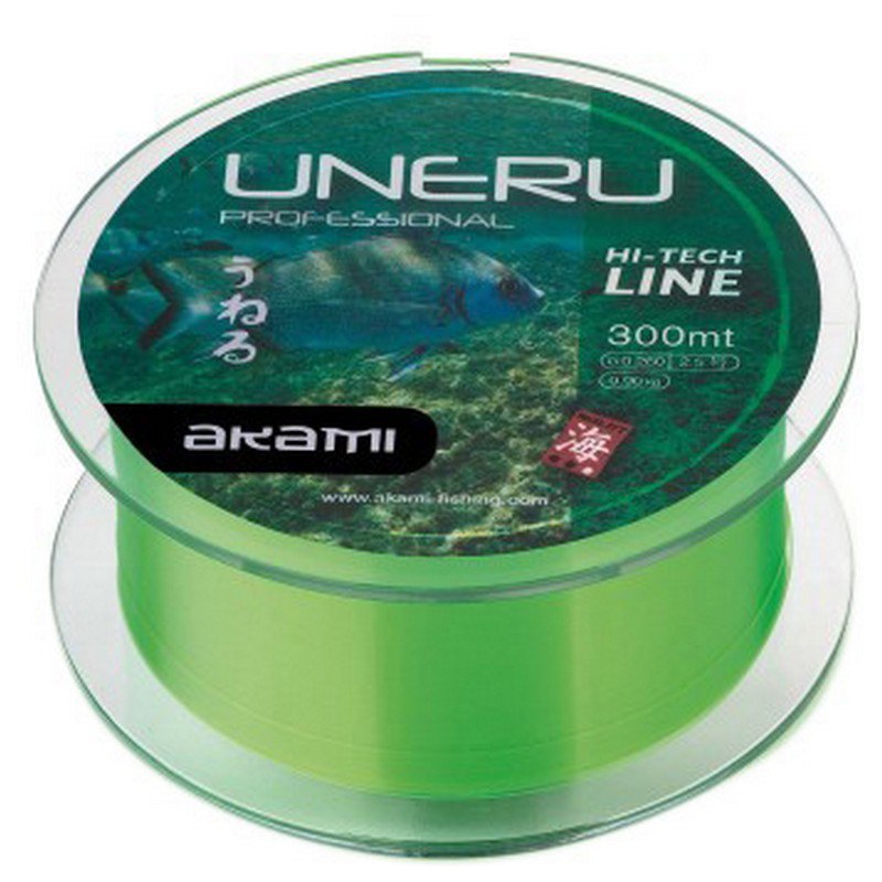 Рыболовная леска мононить Akami Uneru 056318 Ø0,185мм 300м 6,35кг из флуоресцентного зелёного терполимерного нейлона