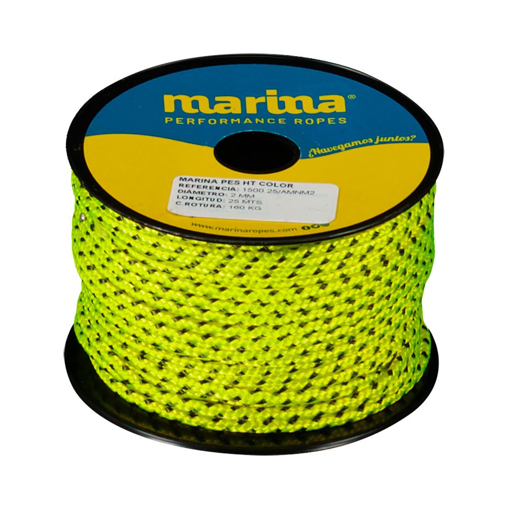 Marina performance ropes 1500.25/AM2 Marina Pes HT Color 25 m Двойная плетеная веревка Желтый Yellow 2 mm 