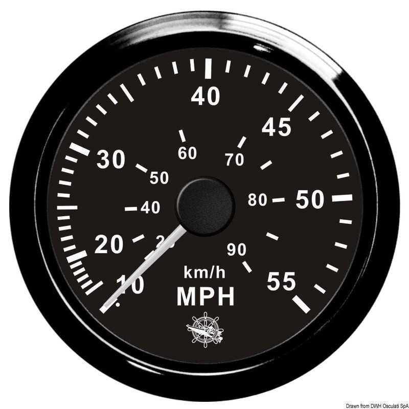 Pitot speedometer 0-55 MPH black/black, 27.325.09