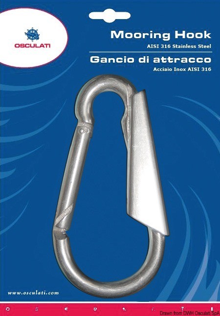 Купить Крюк-карабин самозащелкивающийся из нержавеющей стали 160 мм, Osculati 34.459.14 7ft.ru в интернет магазине Семь Футов