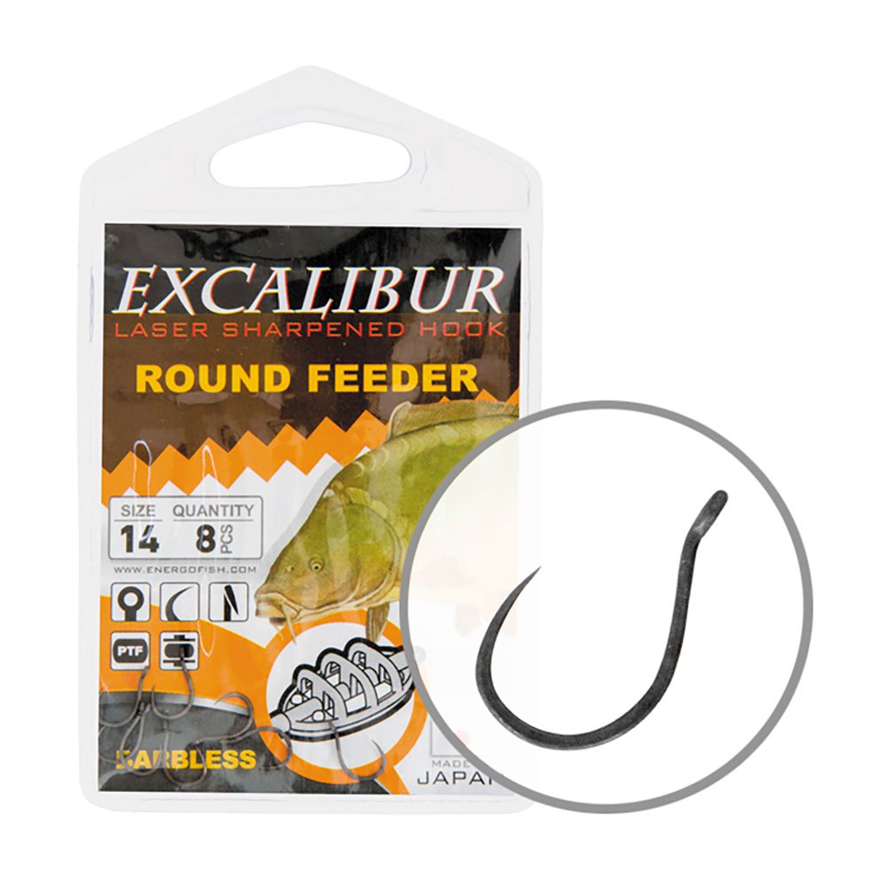 Excalibur 47200008 Round Feeder Одноглазый Крючок Без Бородки Бесцветный Black Nickel 8