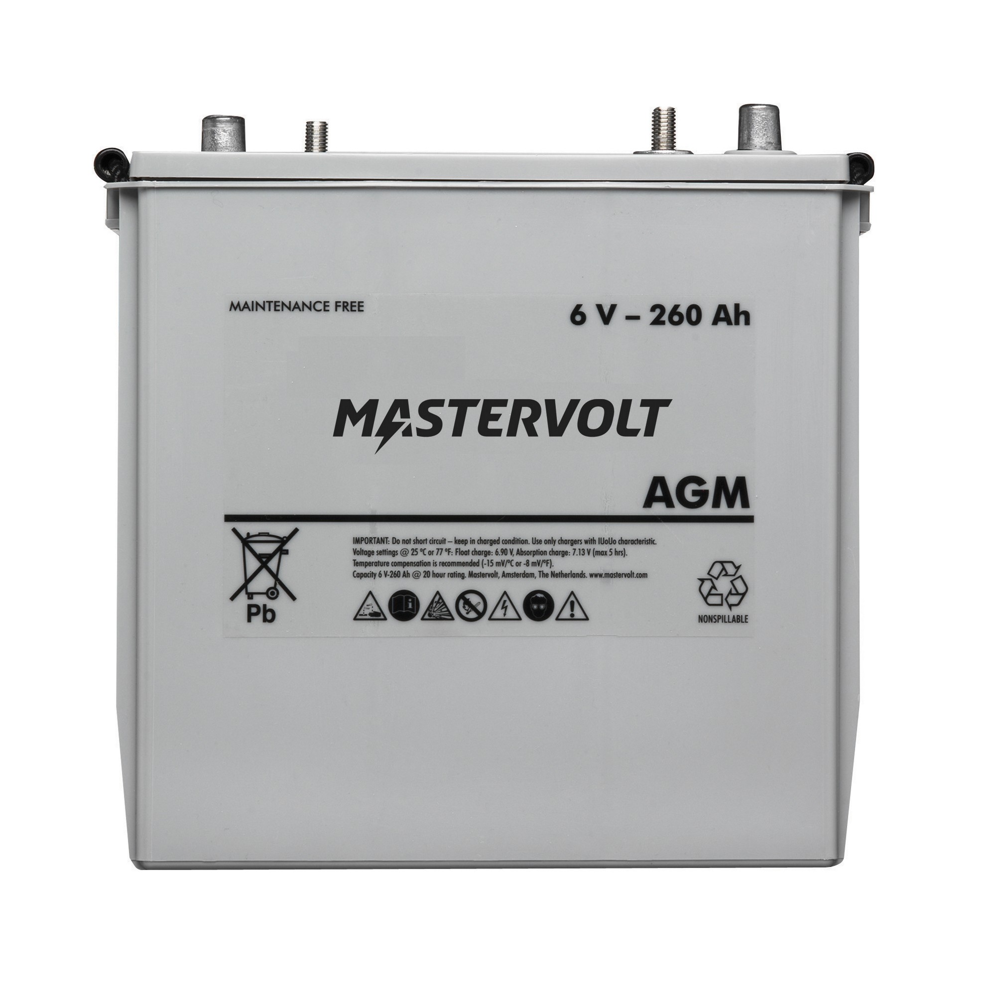 Судовой необслуживаемый аккумулятор Mastervolt AGM 6/260 61002600 6 В 260 Ач 590/1040 А 295 x 180 x 298 мм
