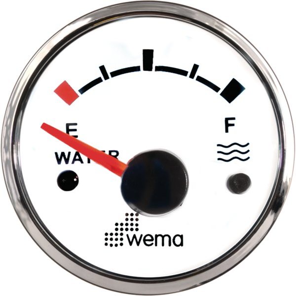Индикатор уровня воды Wema IPWR-WS 110614 12/24В 0-190Ом Ø62мм белый циферблат с хромированным кольцом