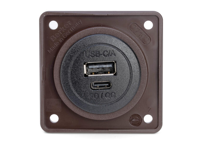 Купить BERKER Double USB Socket / 1x USB-A / 1x USB-C / brown 48548-bvs 7ft.ru в интернет магазине Семь Футов