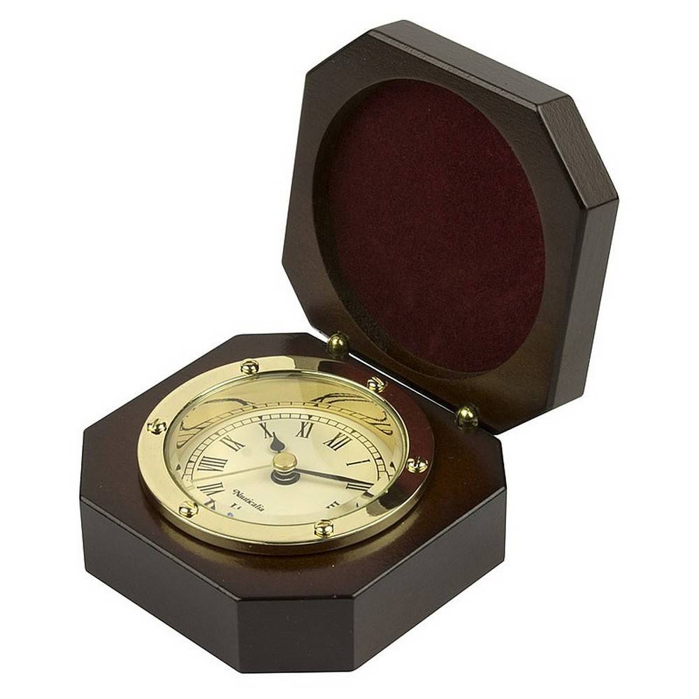Часы в деревянном футляре Nauticalia 2897 80x80x40мм из латуни