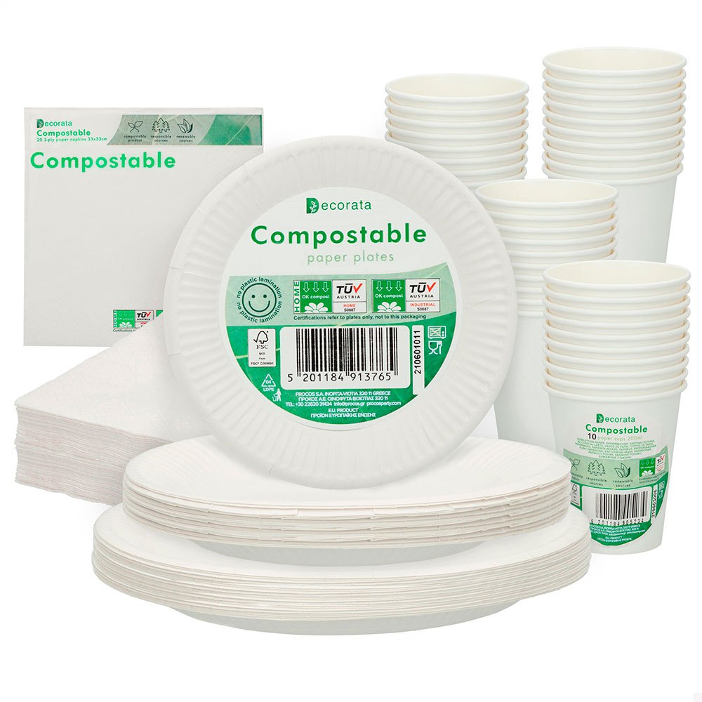 Aktive 71347 Biodegradable Одноразовая посуда 180 шт Белая White