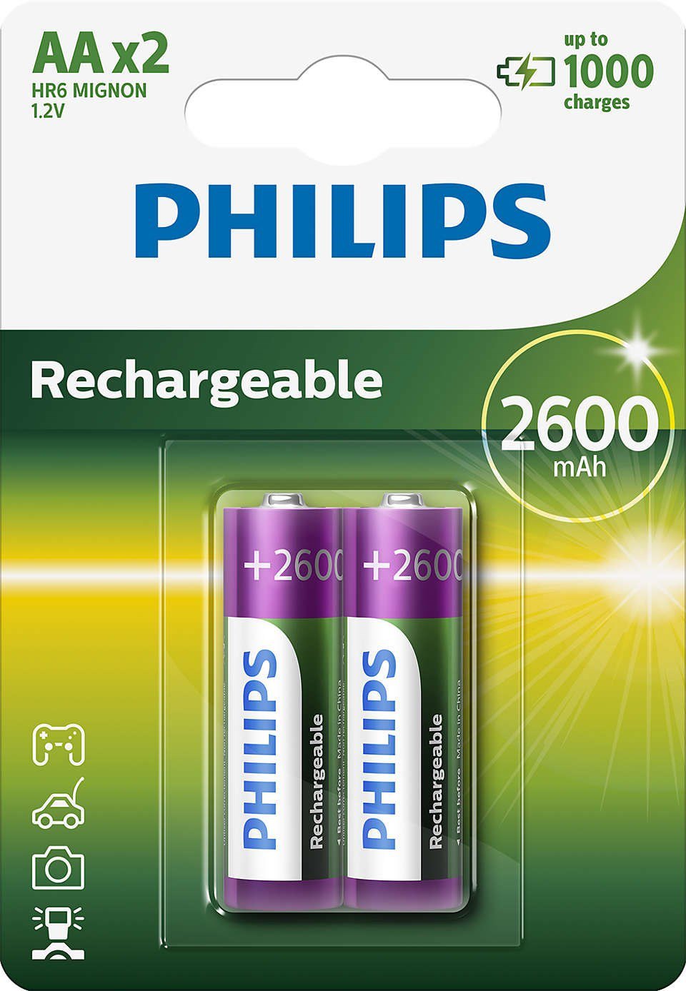 Philips Аккумуляторы R-6 2600Mah Pack 2 Черный