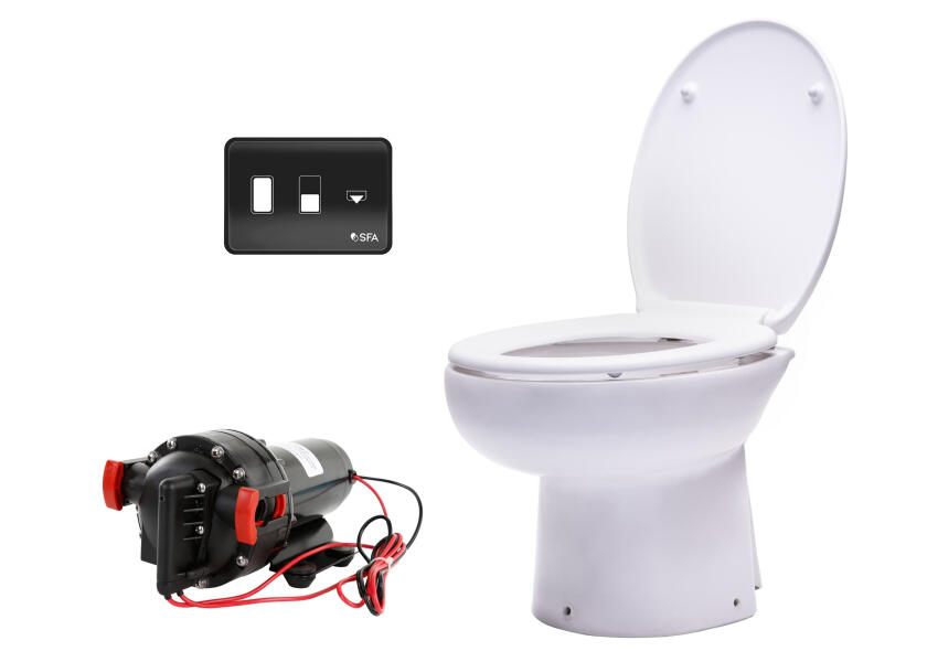 Купить SANIMARIN Бортовой туалет 31 LUXE / 24 В / Насос забортной воды / Низкий / Панель управления черный 7ft.ru в интернет магазине Семь Футов