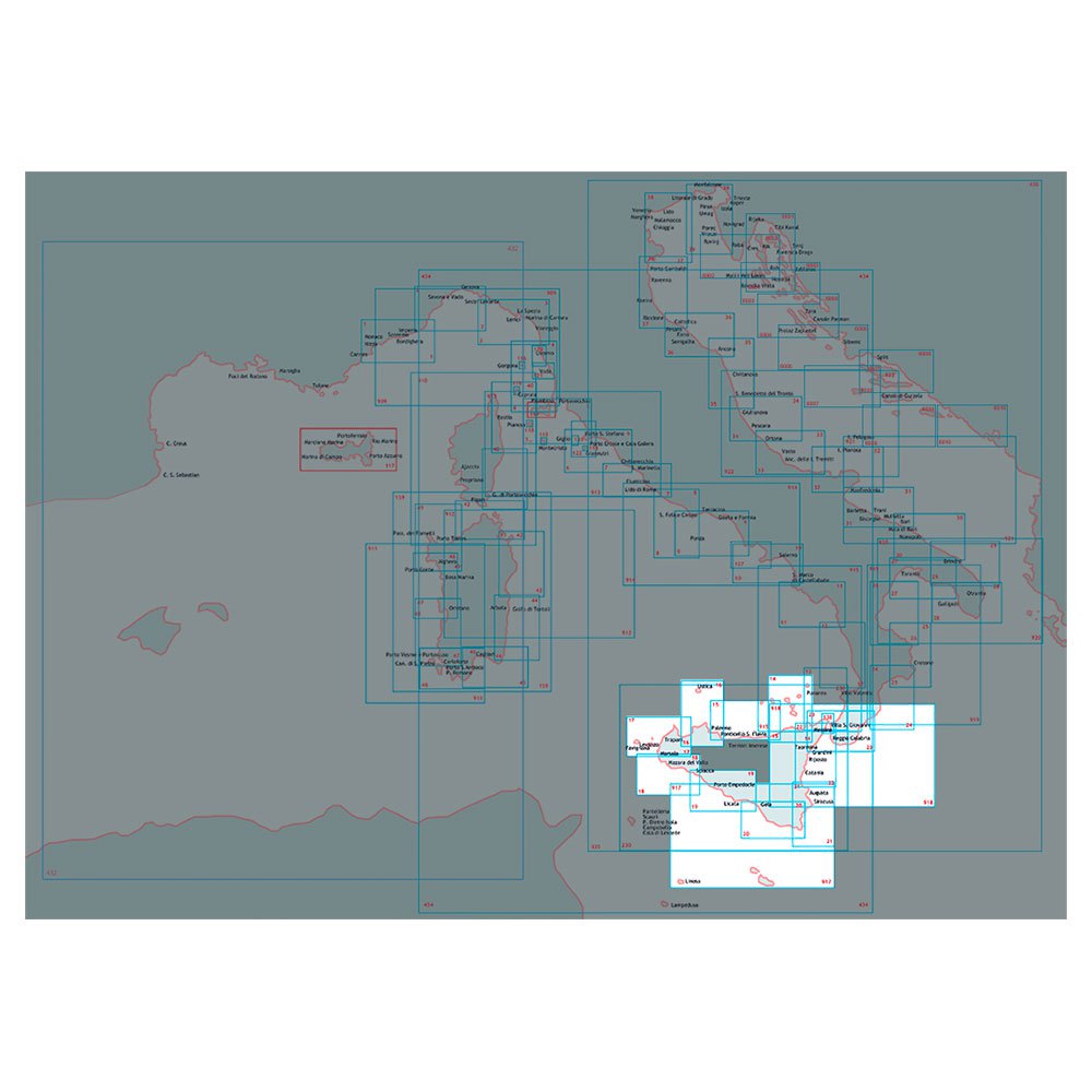 Istituto idrografico 100138 Пролив Messina Морские карты Бесцветный