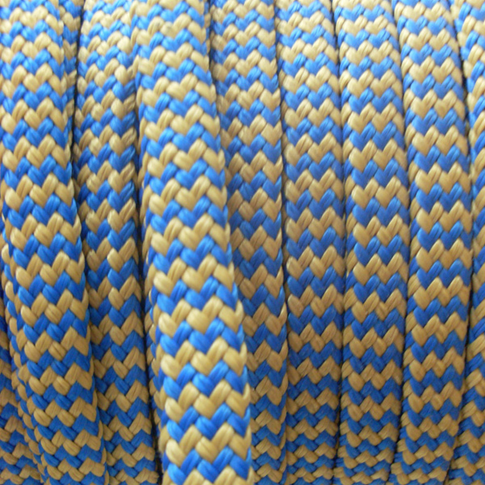Трос плетеный плоский из полиэстера высокой прочности Pes HT и Кевлар Benvenuti 4750* Ø10мм синий/желтый